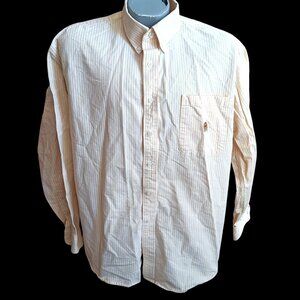 Large Cinch Western Button Shirt Mens Yellow White Striped Embroidered Logo